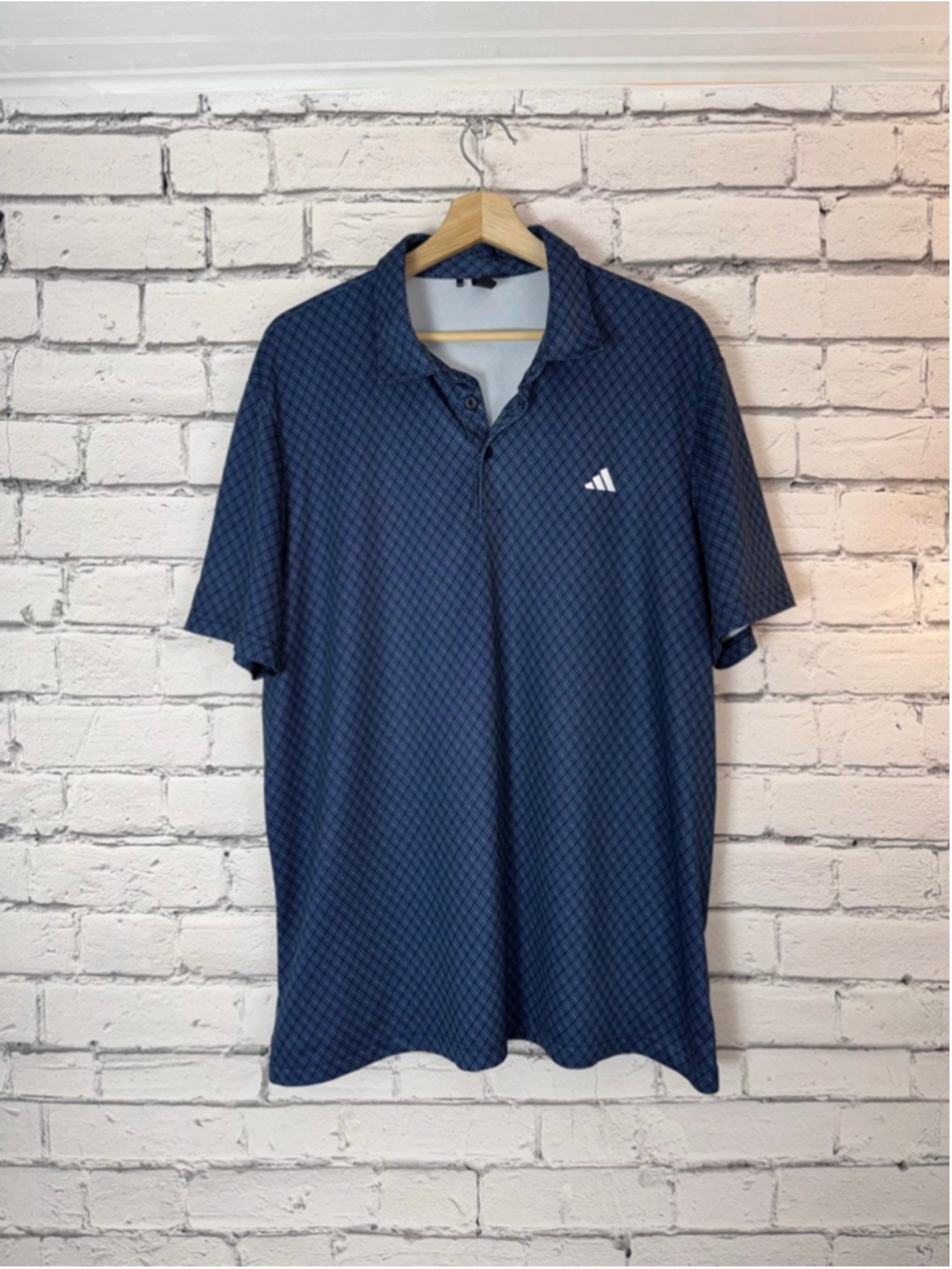 Men's Adidas Golf Polo Shirt Blue Geometric Patterned Polo Shirt size XL - Picture 2 of 7